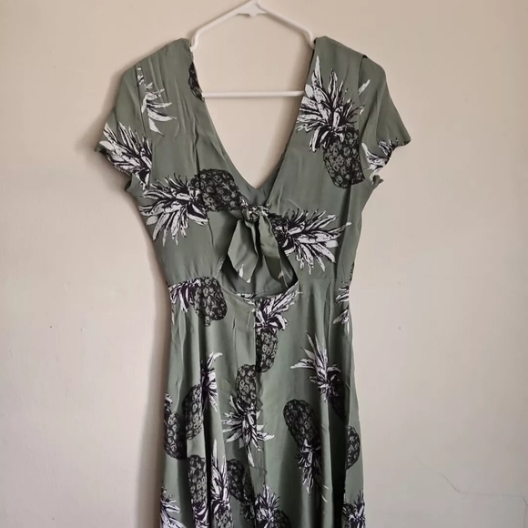 Bb Dakota Green Pineapple Print Dress 6 - Picture 4 of 8